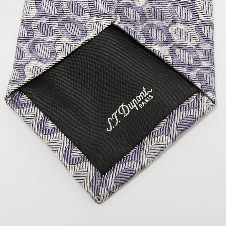 Pre Owned S.T. Dupont Lavender Jacquard Silk Tie