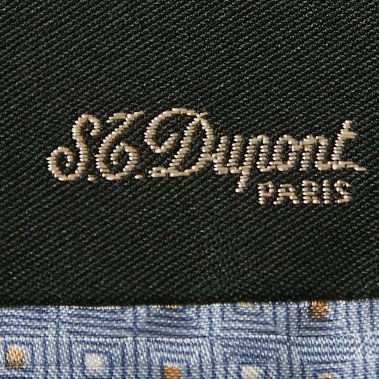 Pre Owned S.T. Dupont Blue Printed Silk Tie Set