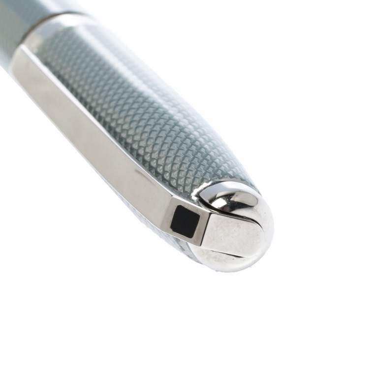 Pre Owned S.T. Dupont Fidelio Silver Textured Guilloche Palladium Finish Ballpoint Pen