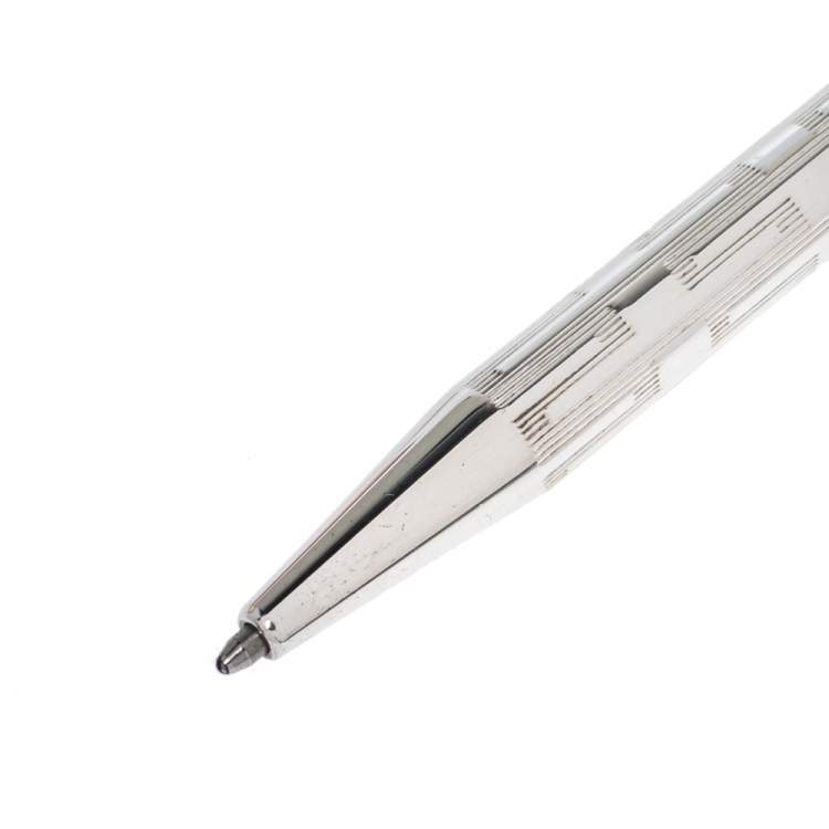 Pre Owned S.T. Dupont Vintage Textured Silver Tone Ballpoint & Fountain Pen Set
