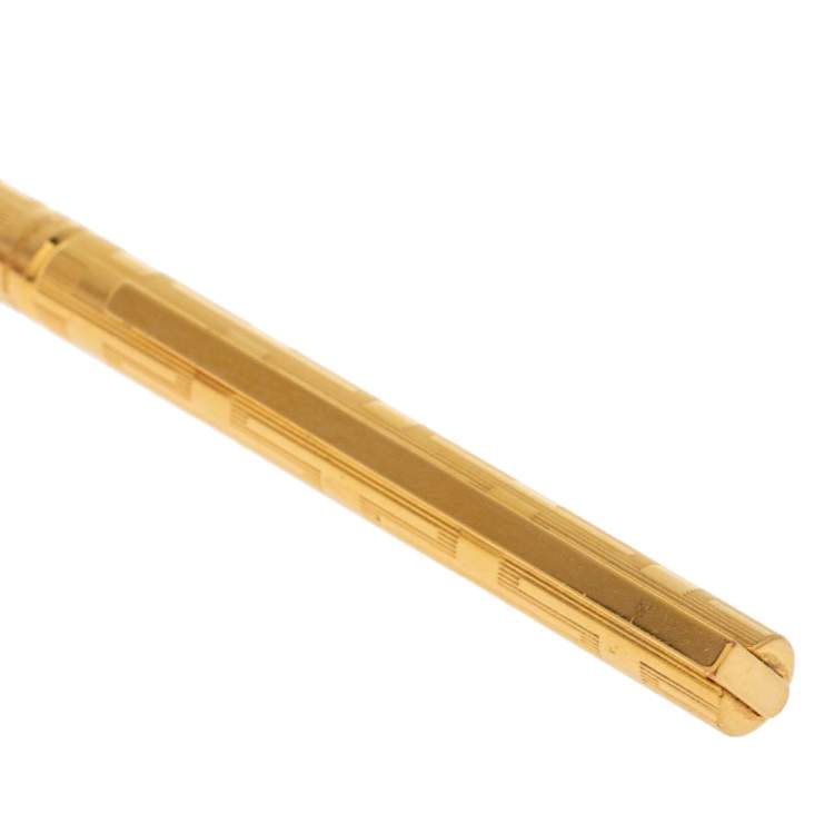 Pre Owned S.T Dupont Textured Gold Tone Ballpoint Pen