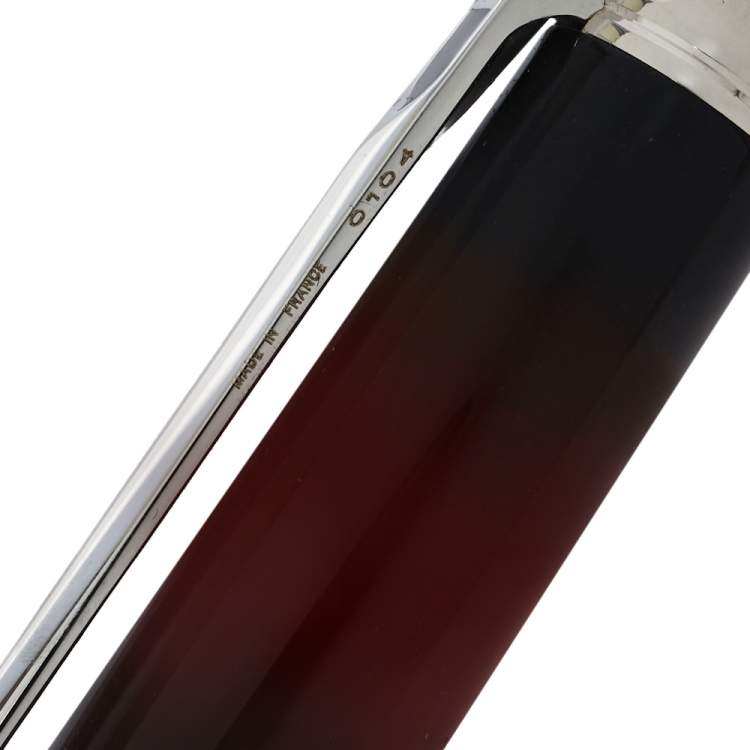 Pre Owned S.T Dupont Line D Atelier Collection Red Lacquer Palladium Finish Ballpoint Pen