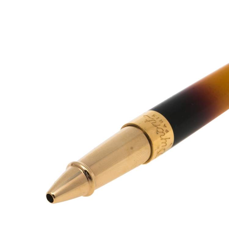 Pre Owned S.T. Dupont Fender Line D Limited Edition Sunburst Lacquer Gold Finish Rollerball Pen
