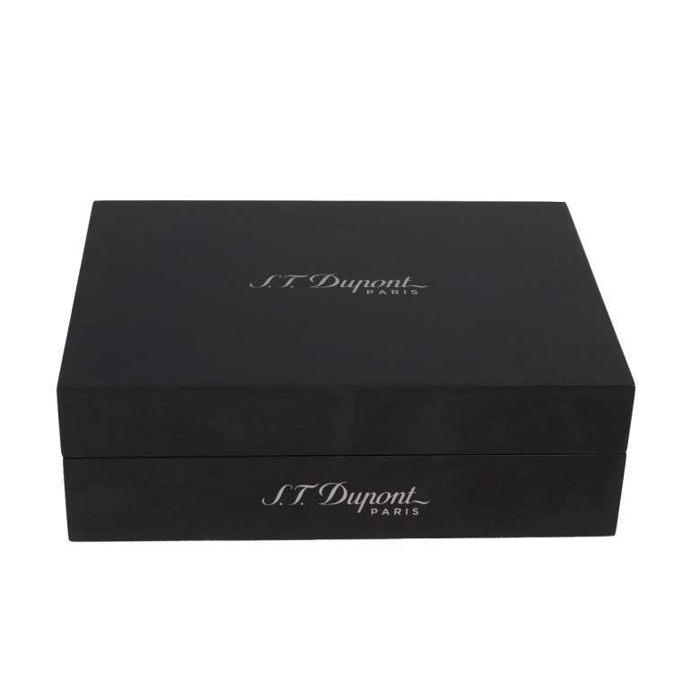 Pre Owned S.T. Dupont Black Line D Leather Bifold Card Holder and BallPoint Pen Set