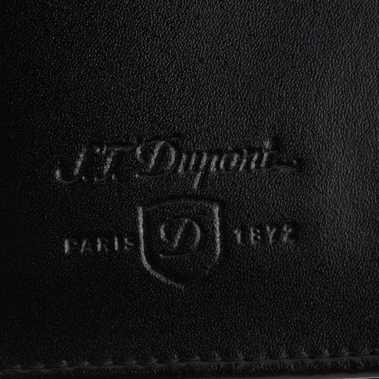 Pre Owned S.T. Dupont Black Line D Leather Bifold Card Holder and BallPoint Pen Set