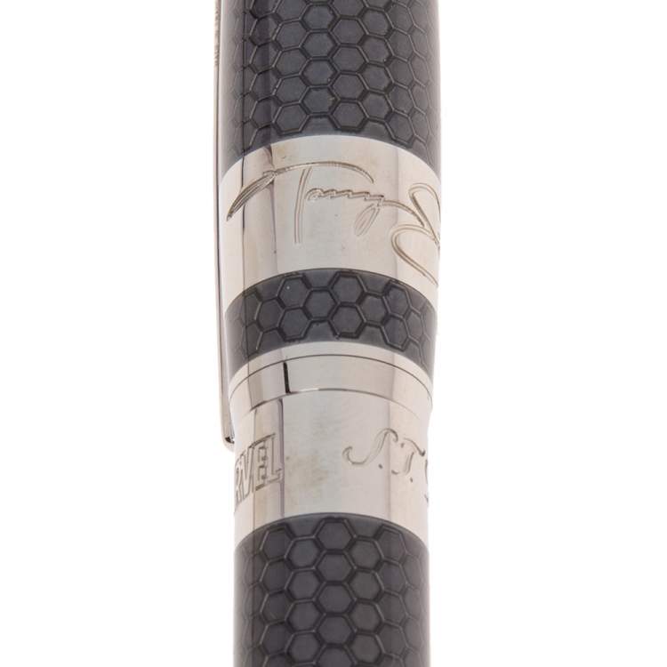 Pre Owned S.T. Dupont Grey Honeycomb Guilloché Tony Stark Limited Edition Rollerball Pen