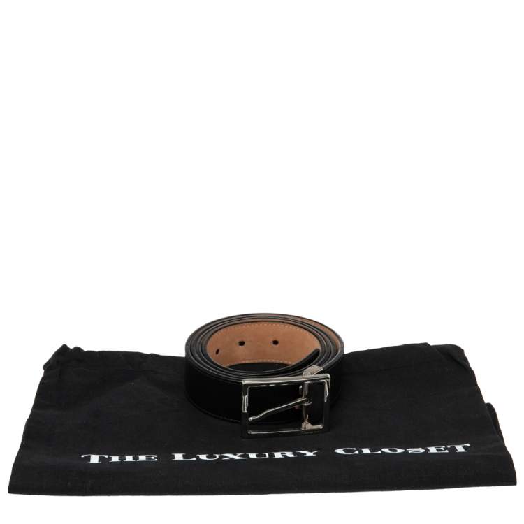 Pre Owned S.T. Dupont Black Textured Leather Buckle Belt 110CM