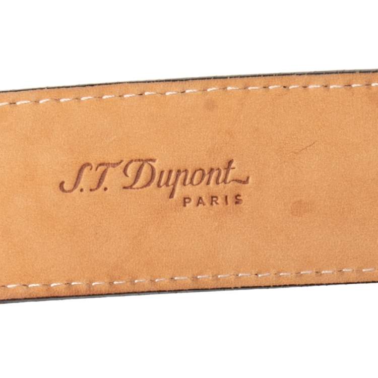 Pre Owned S.T. Dupont Black Textured Leather Buckle Belt 110CM