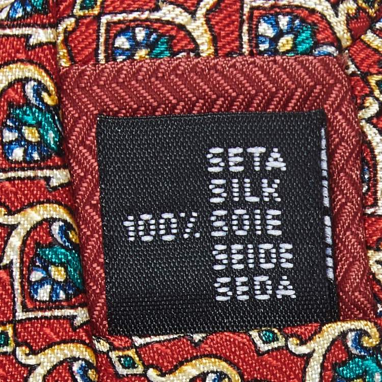 Pre Owned S.T. Dupont Red Printed Silk Tie
