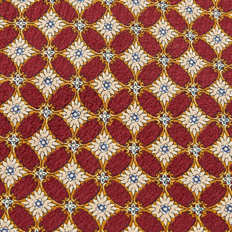 Pre Owned S.T. Dupont Bicolor Floral Motif Jacquard Silk Tie