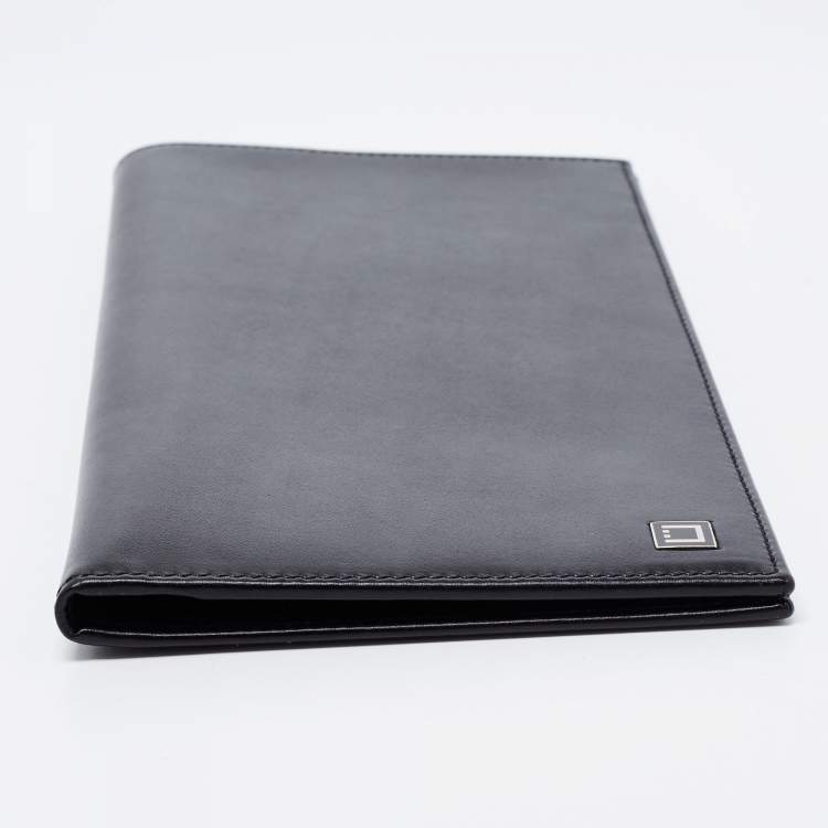 Pre Owned S.T. Dupont Black Leather Chequebook Holder 