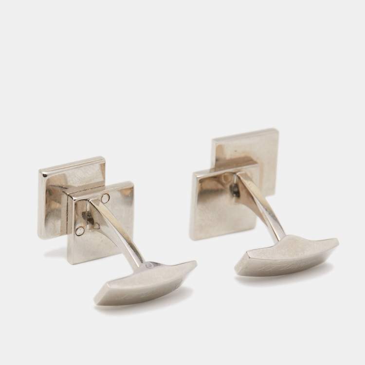 Pre Owned S.T. Dupont Square Stainless Steel Cufflinks 