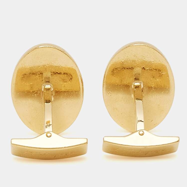 Pre Owned S.T. Dupont Sun Gold Tone Oval Cufflinks