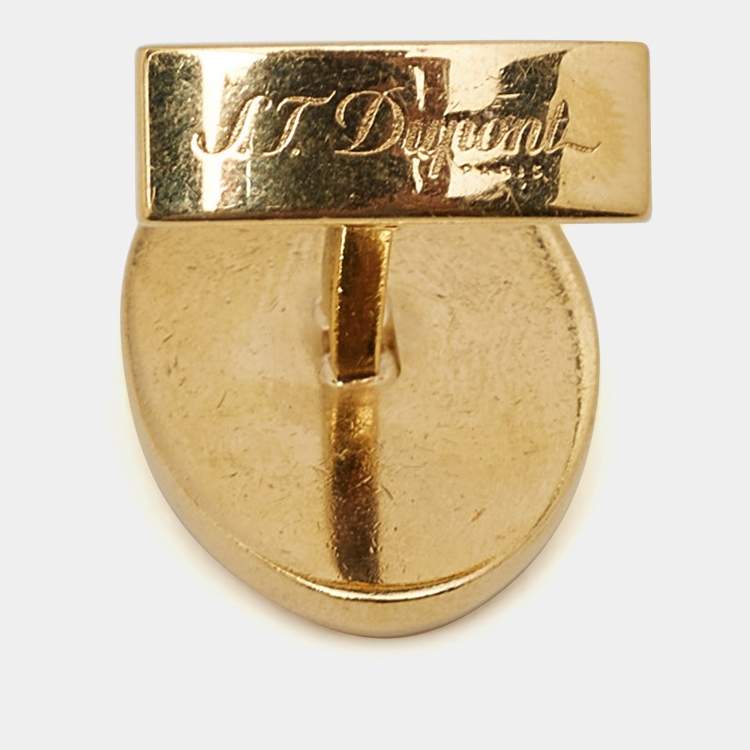 Pre Owned S.T. Dupont Sun Gold Tone Oval Cufflinks