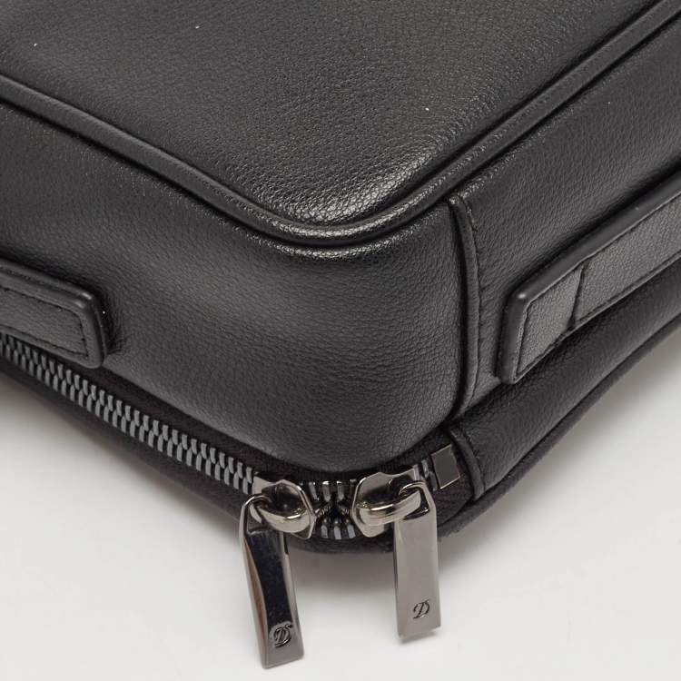Pre Owned S.T. Dupont Black Leather Double Zip Pouch