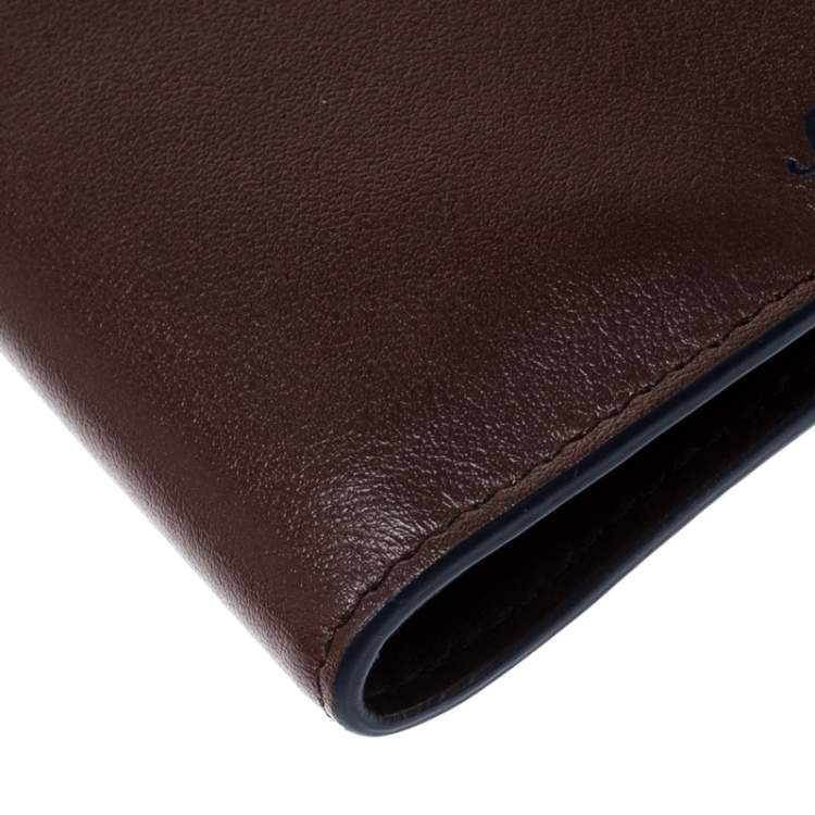 Pre Owned S.T. Dupont Brown Leather Line D Slim 7CC Bifold Wallet