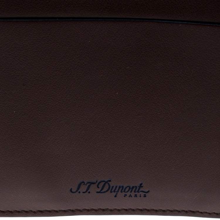 Pre Owned S.T. Dupont Brown Leather Line D Slim 7CC Bifold Wallet