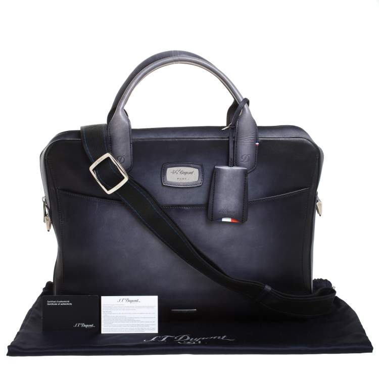 Pre Owned S.T. Dupont Dark Blue Ombre Leather Atelier Document Briefcase