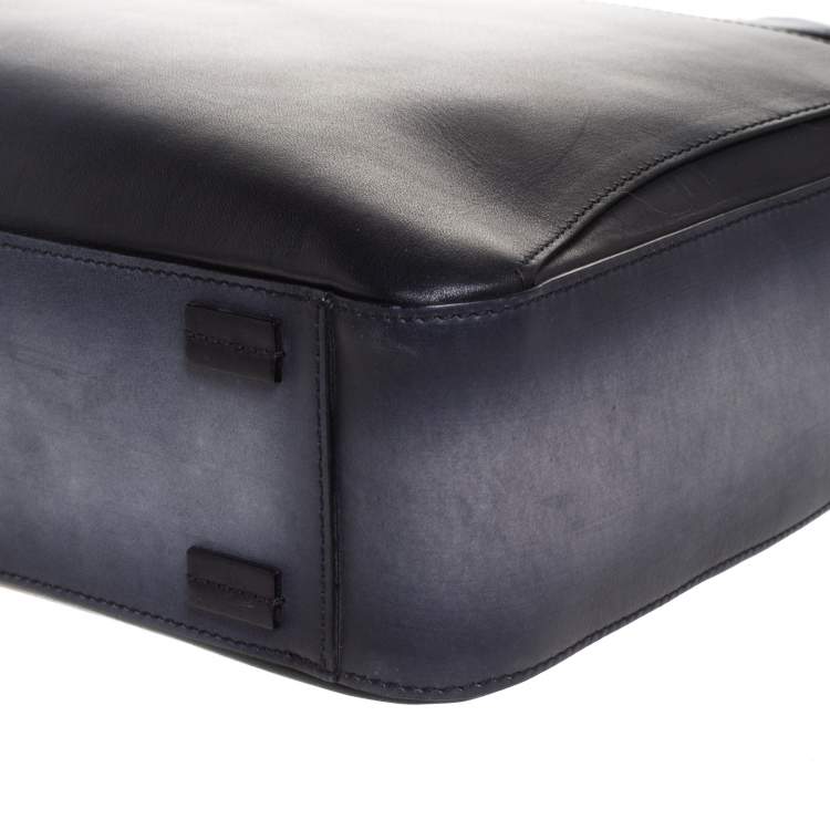 Pre Owned S.T. Dupont Dark Blue Ombre Leather Atelier Document Briefcase