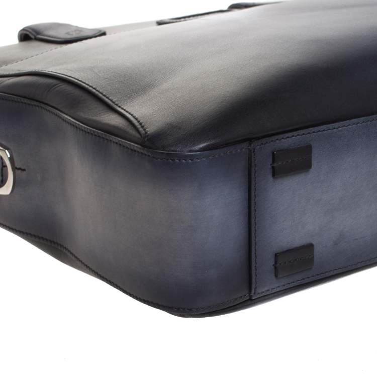 Pre Owned S.T. Dupont Dark Blue Ombre Leather Atelier Document Briefcase