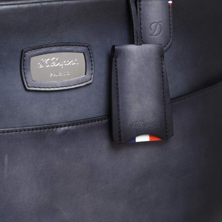 Pre Owned S.T. Dupont Dark Blue Ombre Leather Atelier Document Briefcase
