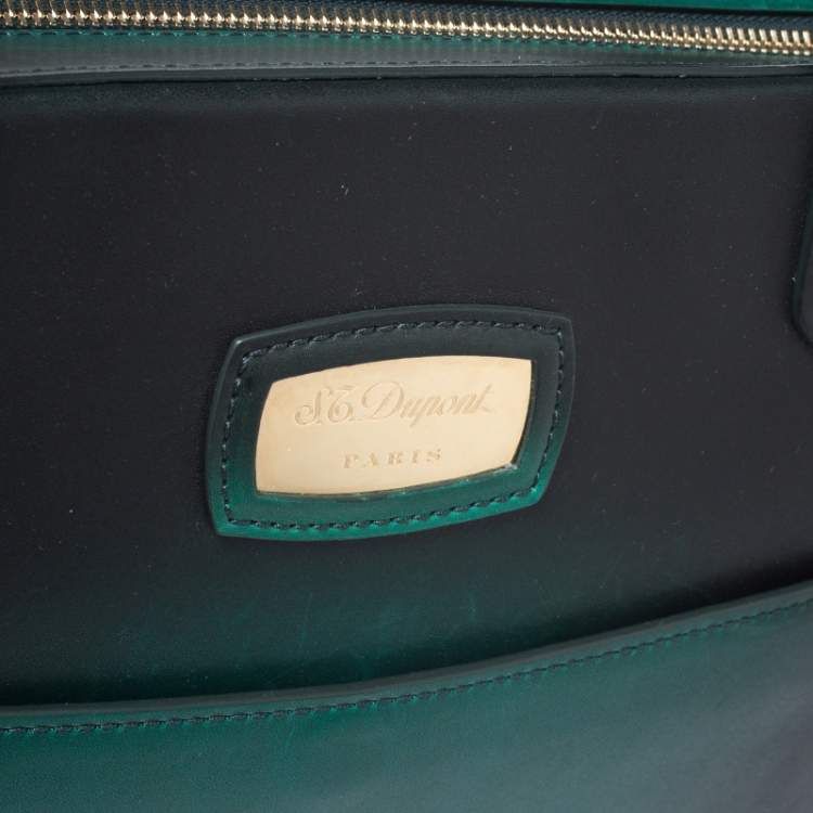 Pre Owned S.T. Dupont Green Ombre Leather Atelier Document Briefcase