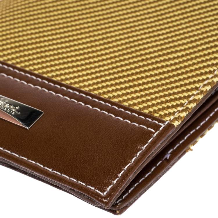 مملوكة مسبقًا S.T. Dupont Yellow/Brown Fabric and Leather Bifold Wallet