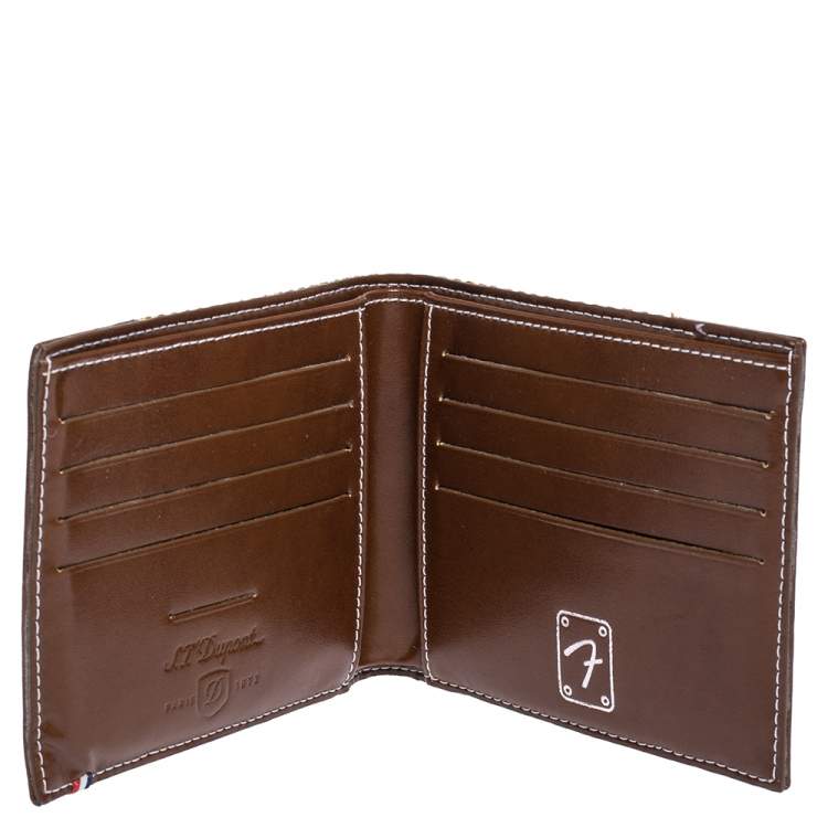 مملوكة مسبقًا S.T. Dupont Yellow/Brown Fabric and Leather Bifold Wallet