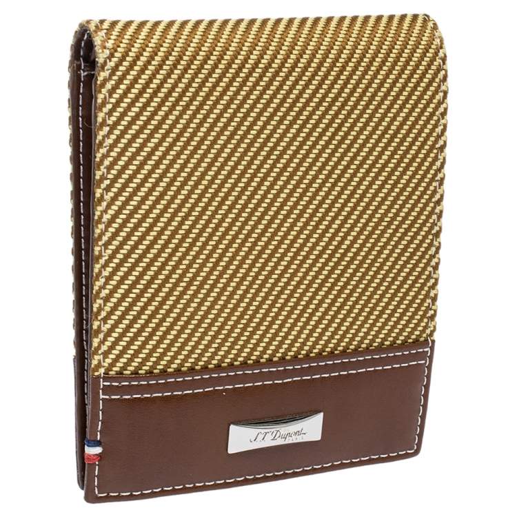 مملوكة مسبقًا S.T. Dupont Yellow/Brown Fabric and Leather Bifold Wallet