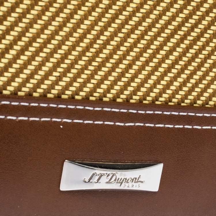 مملوكة مسبقًا S.T. Dupont Yellow/Brown Fabric and Leather Bifold Wallet