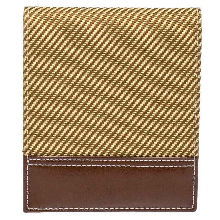 مملوكة مسبقًا S.T. Dupont Yellow/Brown Fabric and Leather Bifold Wallet