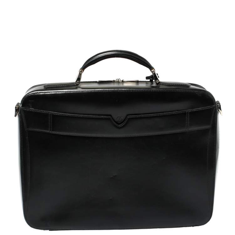 Pre Owned S.T. Dupont Black Leather Document Briefcase