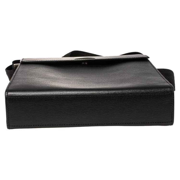 Pre Owned S.T. Dupont Black Leather Messenger Bag