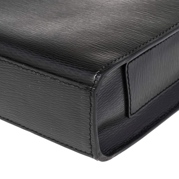 Pre Owned S.T. Dupont Black Leather Messenger Bag