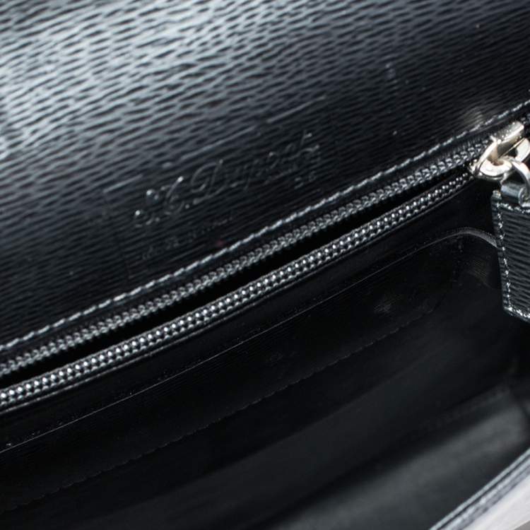 Pre Owned S.T. Dupont Black Leather Messenger Bag