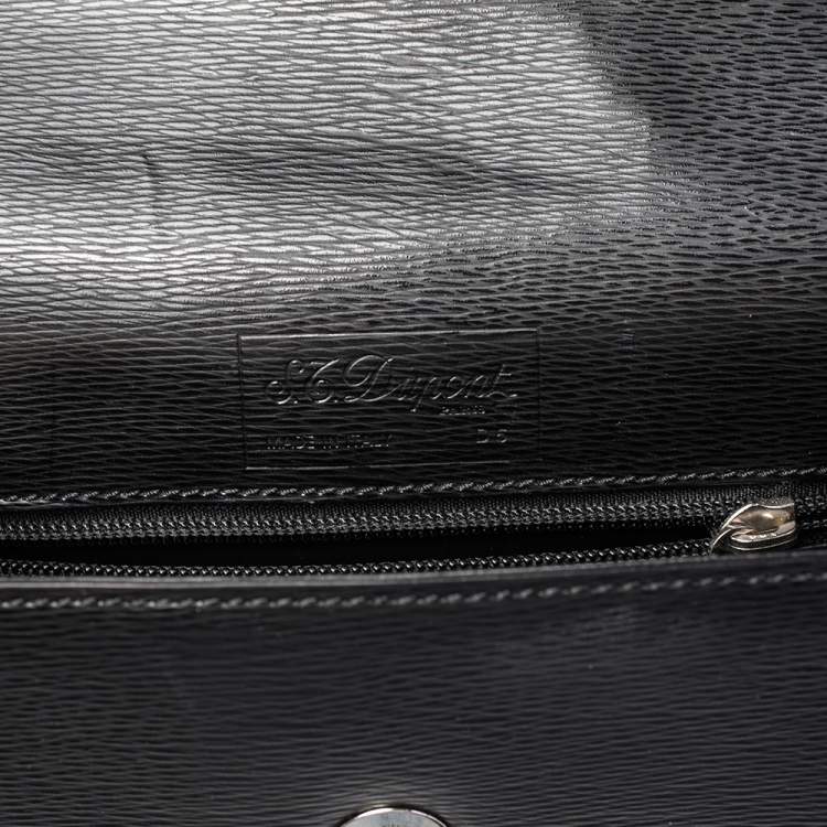 Pre Owned S.T. Dupont Black Leather Messenger Bag