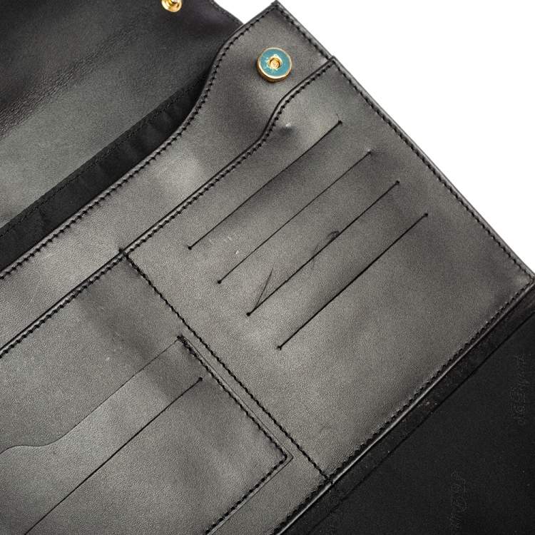 Pre Owned S.T. Dupont Black Leather Wristlet Clutch