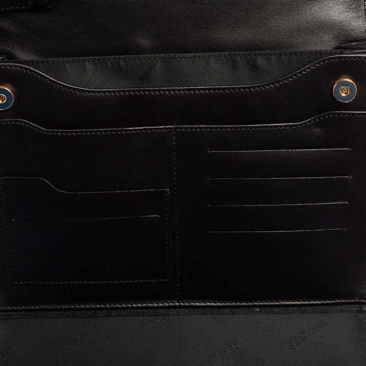 Pre Owned S.T. Dupont Black Leather Wristlet Clutch