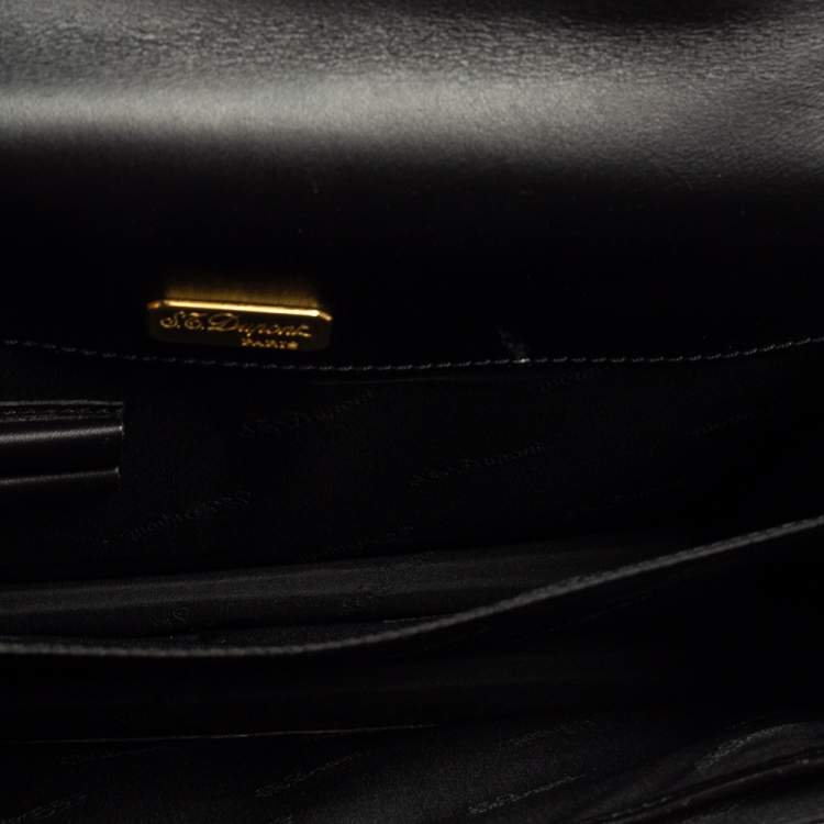 Pre Owned S.T. Dupont Black Leather Wristlet Clutch