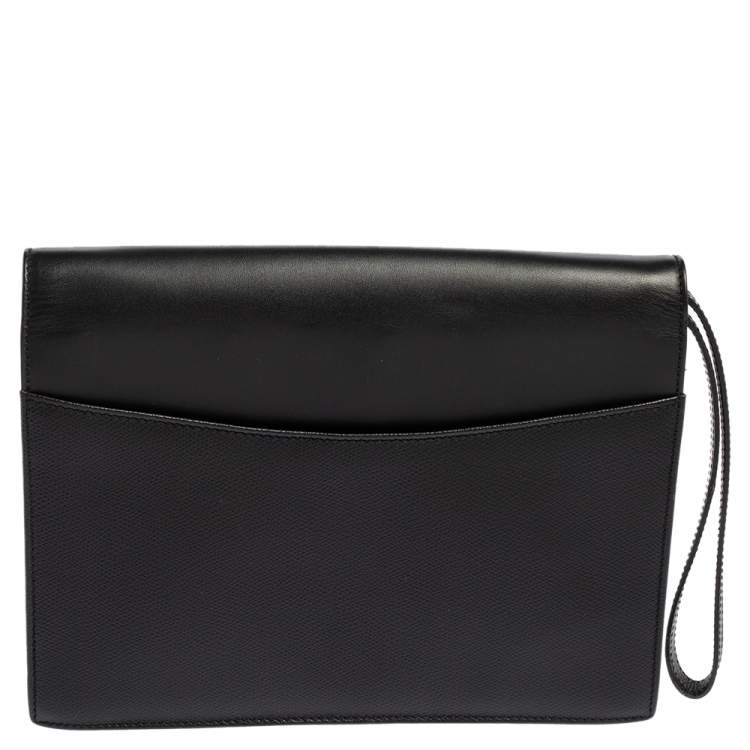 Pre Owned S.T. Dupont Black Leather Wristlet Clutch
