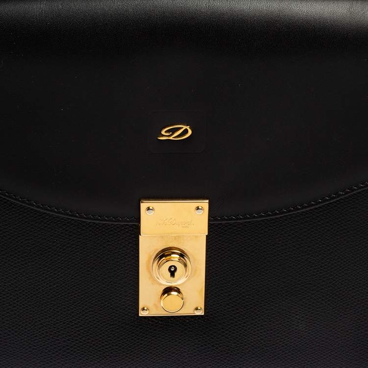 Pre Owned S.T. Dupont Black Leather Wristlet Clutch