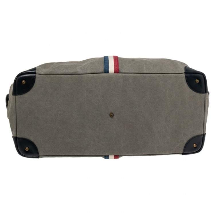 Pre Owned S.T. Dupont Blue/Grey Canvas and Leather Trim Bogie Iconic Duffle Bag