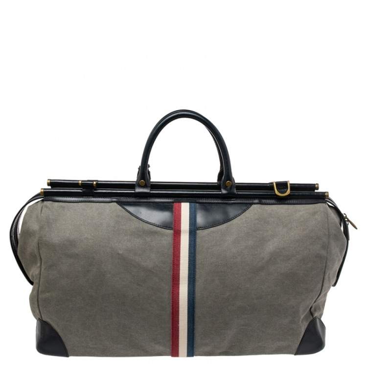 Pre Owned S.T. Dupont Blue/Grey Canvas and Leather Trim Bogie Iconic Duffle Bag