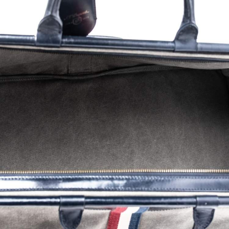 Pre Owned S.T. Dupont Blue/Grey Canvas and Leather Trim Bogie Iconic Duffle Bag