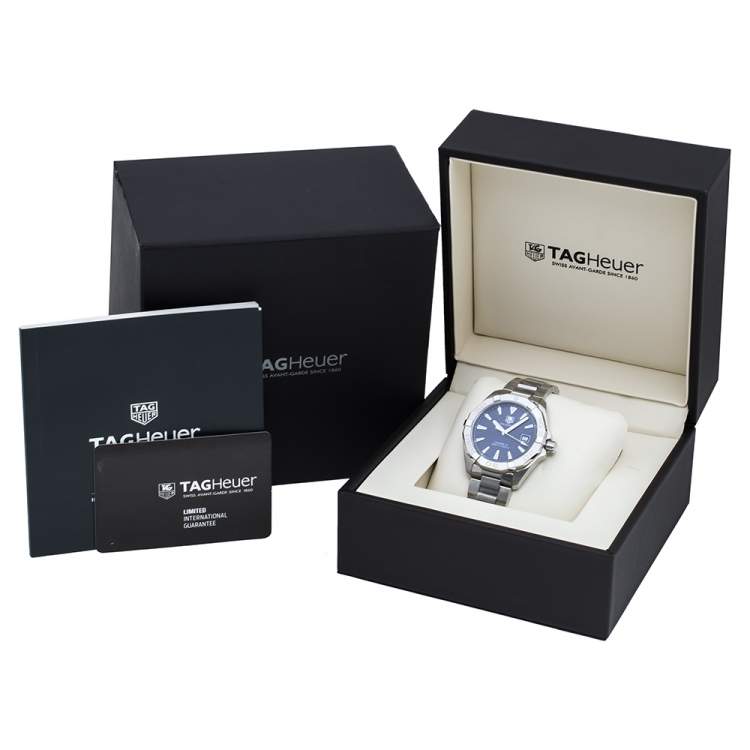 Pre Owned Tag Heuer Blue Stainless Steel Aquaracer WAY2112.BA0928 Men's Wristwatch 41 mm