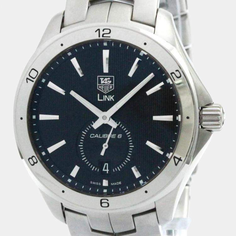 Pre Owned Tag Heuer Black Stainless Steel Link WAT2110 Automatic Men's Wristwatch 40 mm