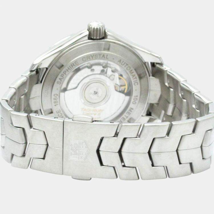 Pre Owned Tag Heuer Black Stainless Steel Link WAT2110 Automatic Men's Wristwatch 40 mm