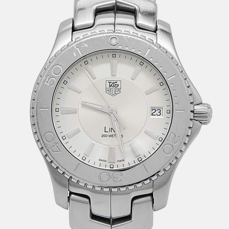 Pre Owned Tag Heuer Silver Stainless Steel Link WJ1111.BA0570 Men's Wristwatch 39 mm