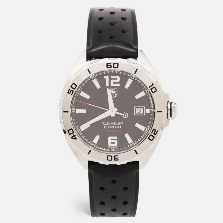 Pre Owned Tag Heuer Black Stainless Steel Rubber Formula 1 WAZ2113.FT8023 Men's Wristwatch 41 mm