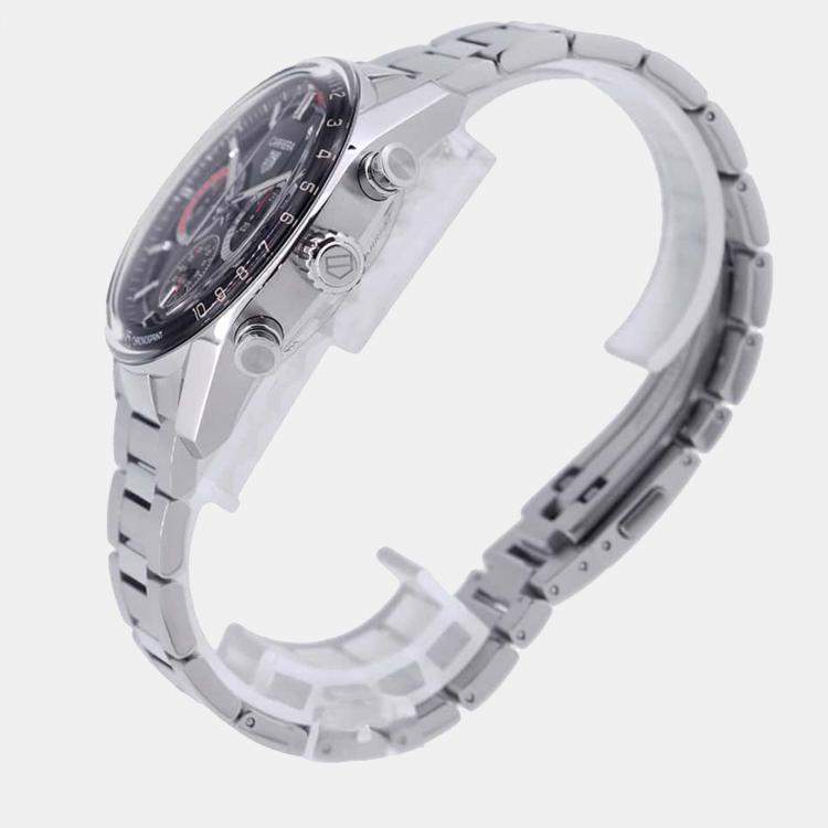 Pre Owned Tag Heuer Black Stainless Steel Carrera Porsche Chronograph Special Edition CBS2015.EB0381 Automatic Men's Wristwatch 42mm